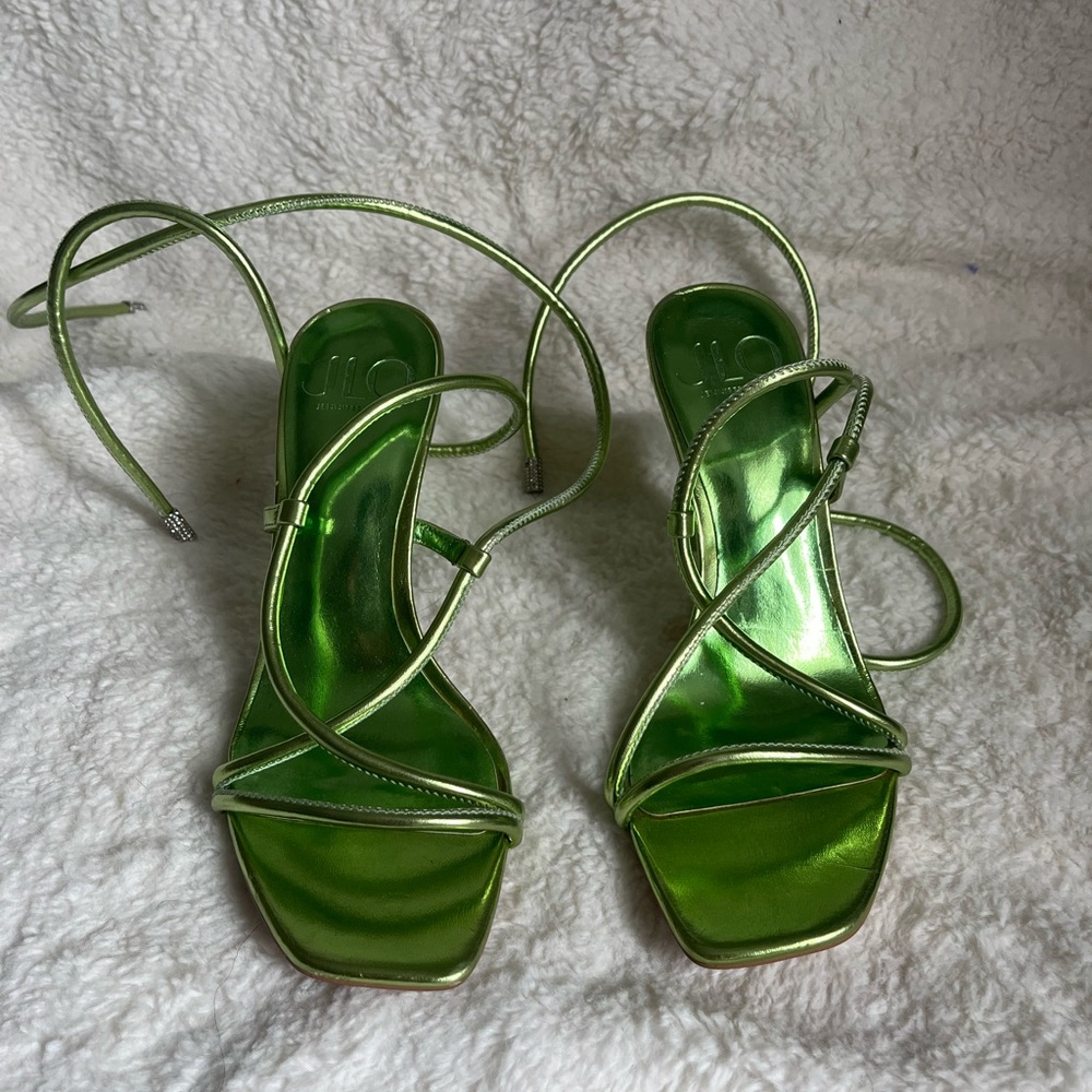 Jennifer Lopez Metallic Green Strappy Sandals